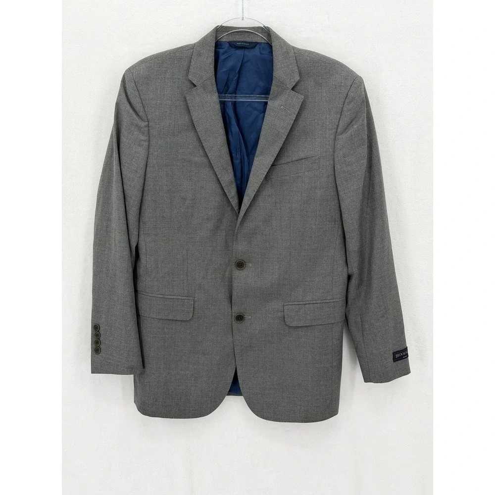 Brooks Brothers Blazer Mens 40R Gray Brooksgate Milano 100% Wool Business Office